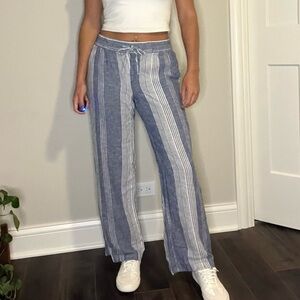 Old Navy Blue and White Striped Wide Leg Pants